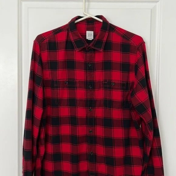 GAP Buffalo Plaid Red Black Flannel Shirt size Large NICE - Picture 12 of 12